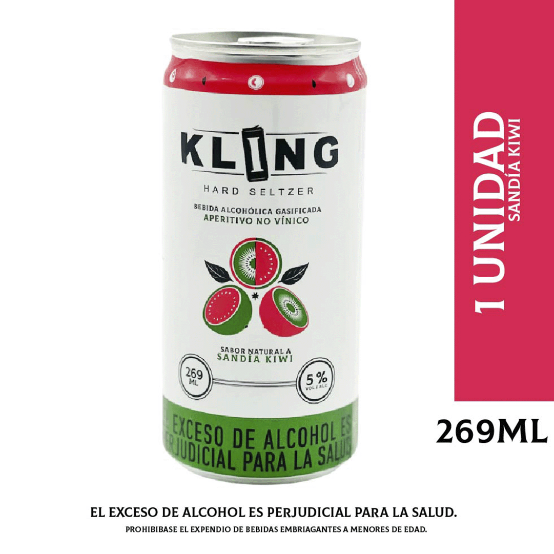 Bebida Alcoholica Gasificada Kling Hard Seltzer Sandia Kiwi x269ml