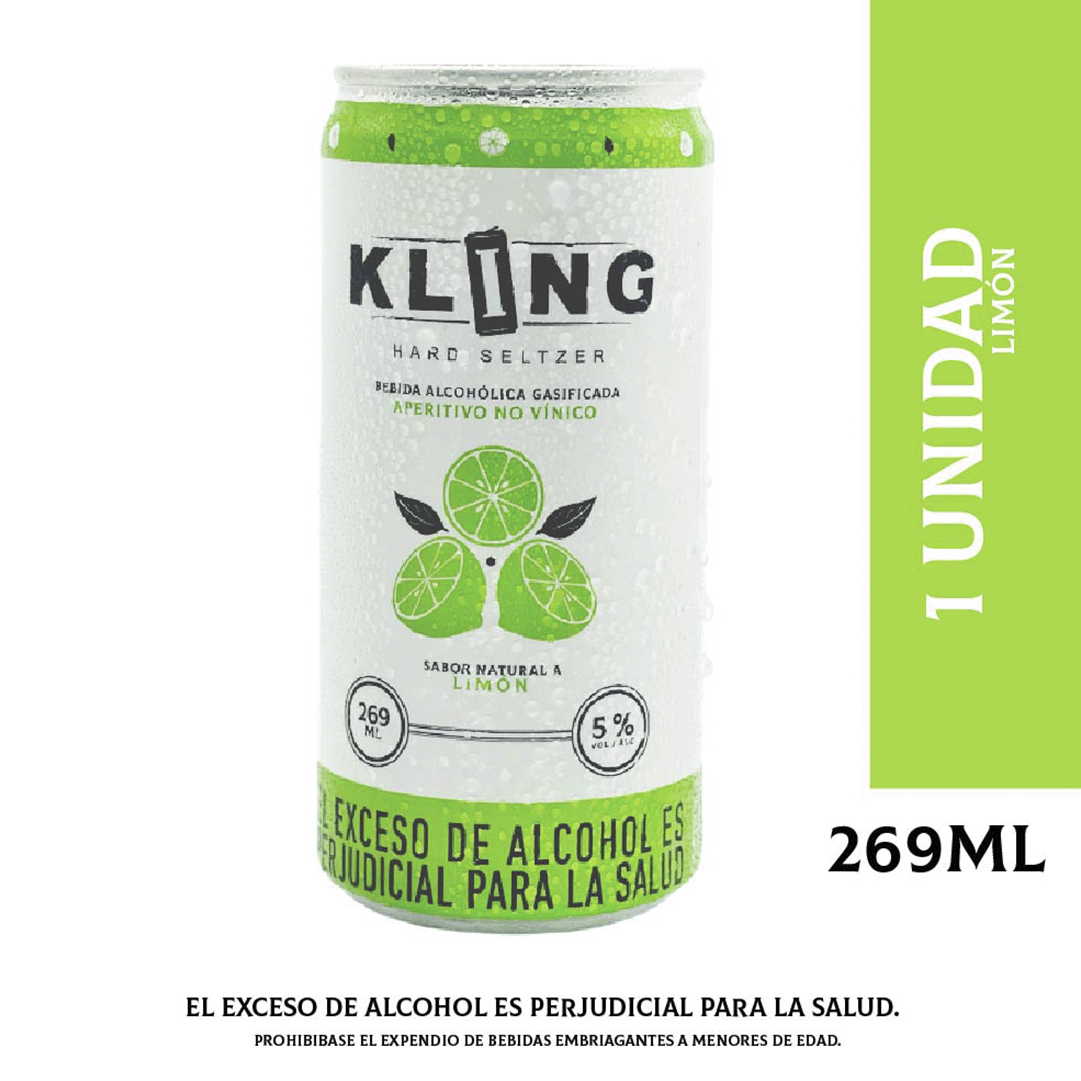 Bebida Alcoholica Gasificada Kling Hard Seltzer Limón x269ml