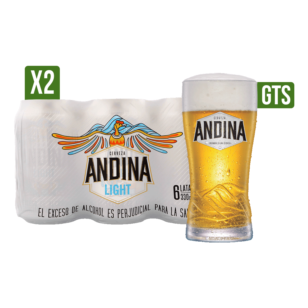 2Dp Cerveza Andina Light Lata SixPack x6Unx330ml Gts  Andivaso