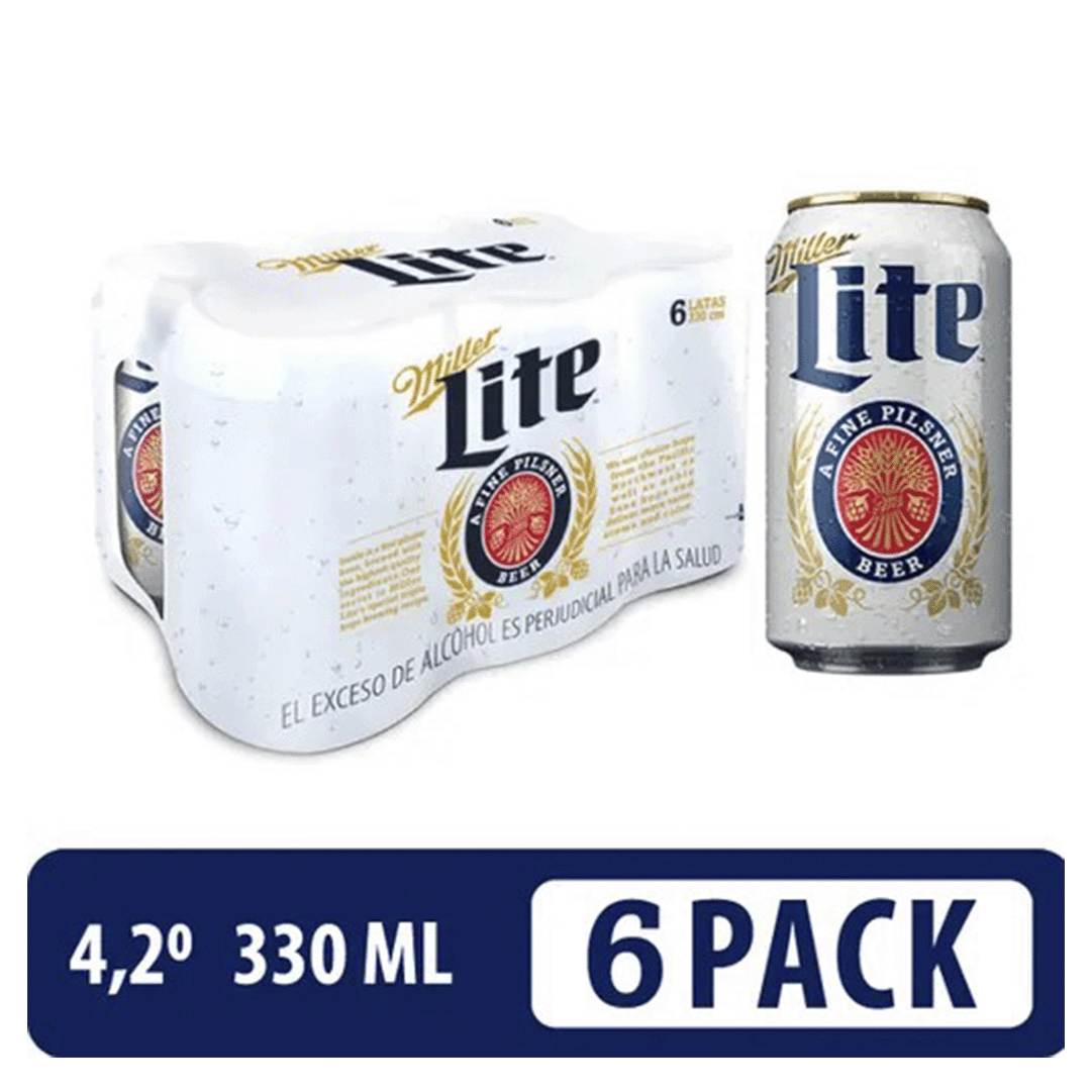 Cerveza Miller Lite Nal Lata x6Unx330ml