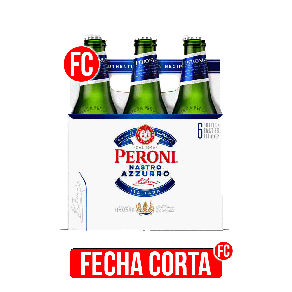 Cerveza Peroni Nastro Azzurro Italiana x6 botellas x330ml