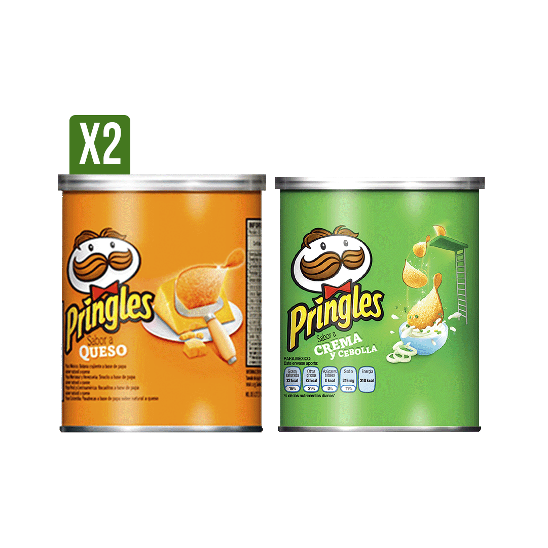 3Un Papas Pringlesx40gr ( Crema y Cebolla, Queso)