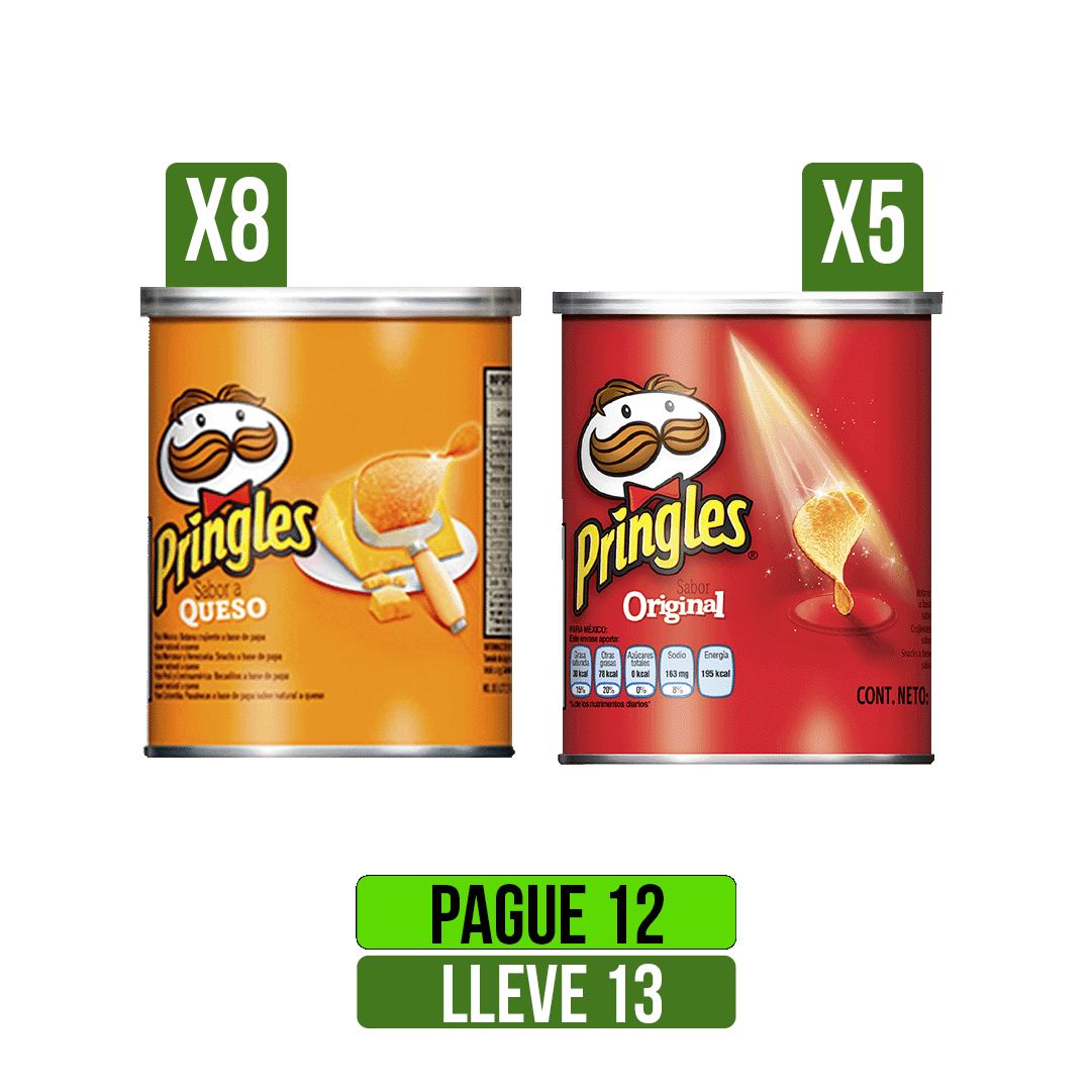 Pague 12 lleve 13Un Papas Pringles x37gr Surtido