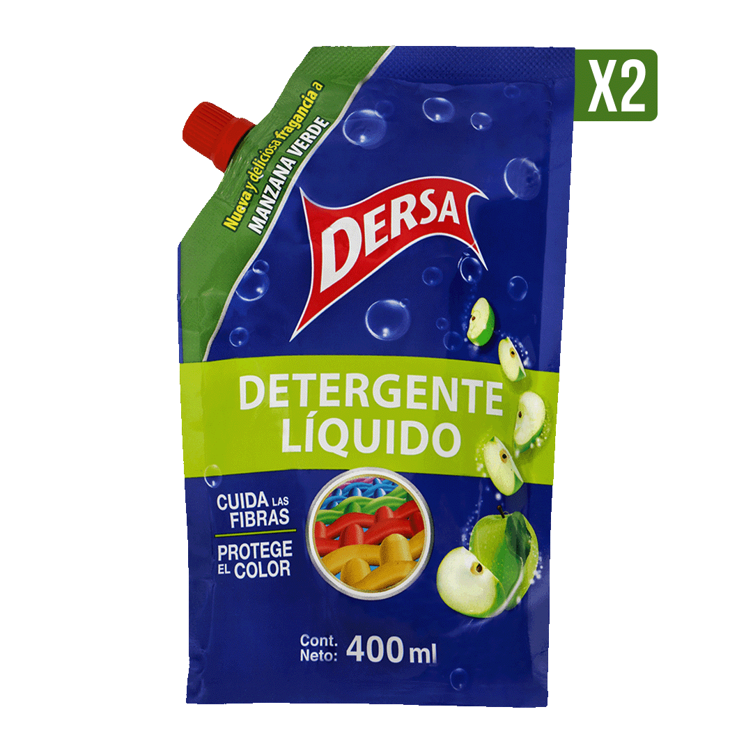 2Un Detergente Liquido Dersa Manzana x400ml