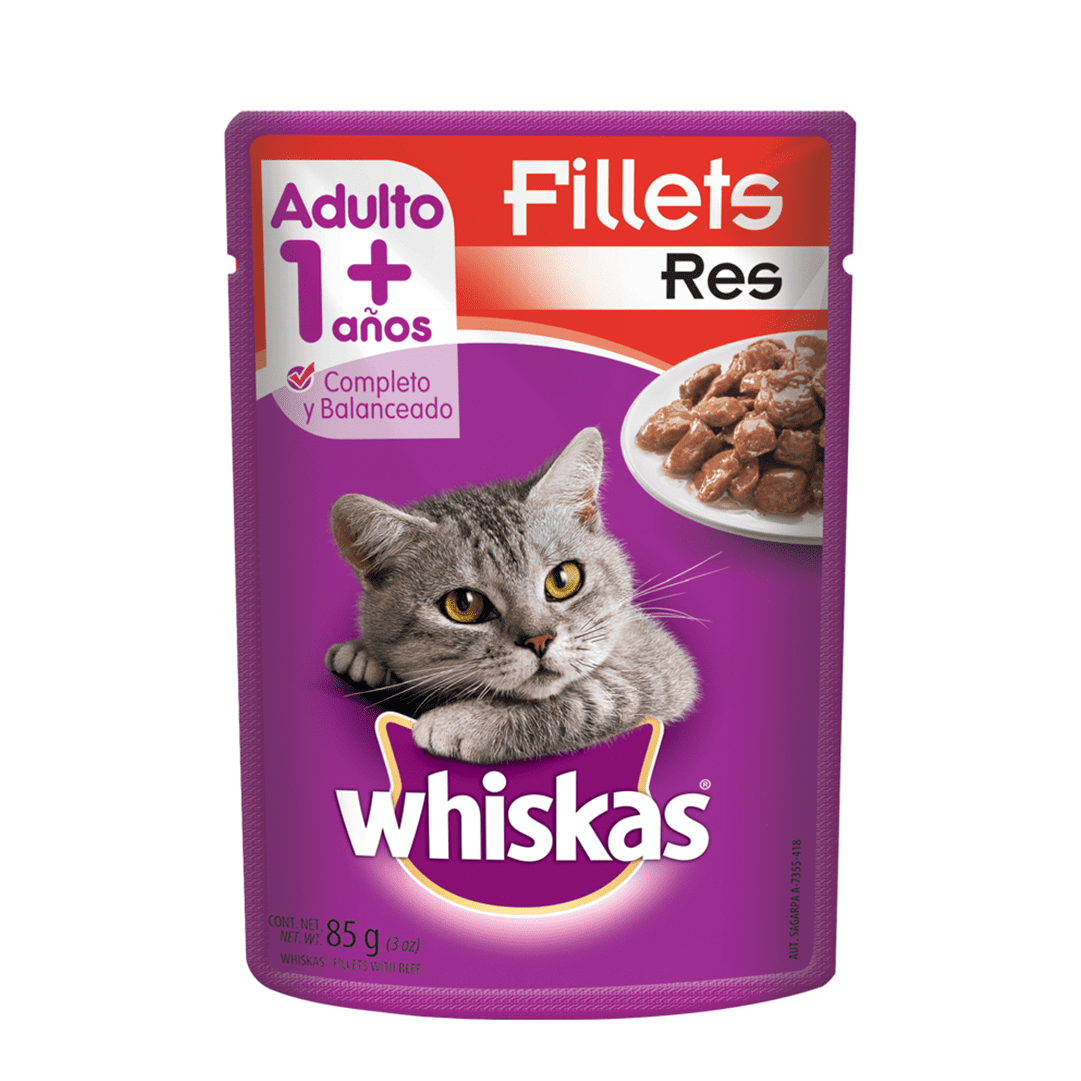 Alimento Húmedo Para Gatos Whiskas Adulto Res x24Un x85gr