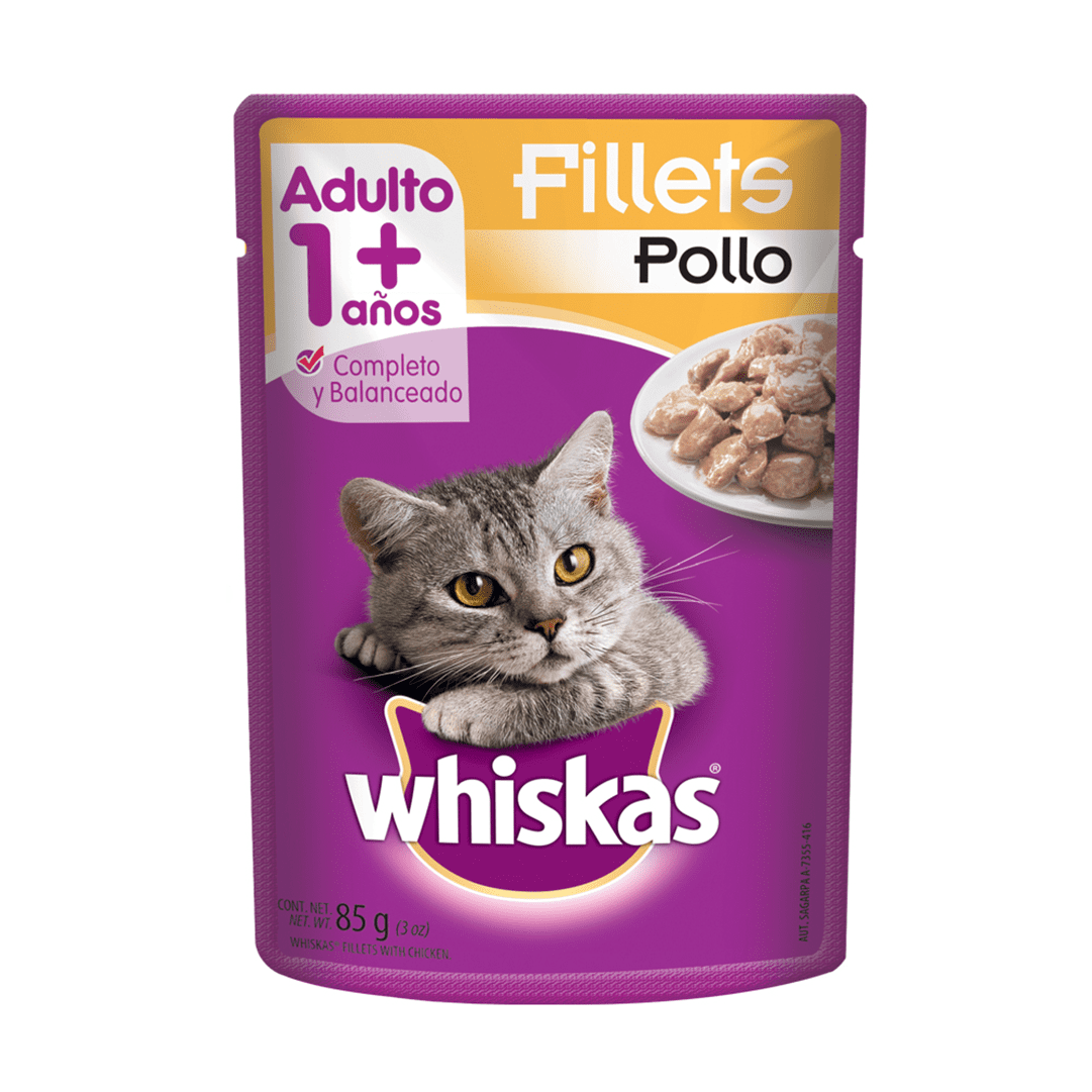 Alimento Húmedo Para Gatos Whiskas Adulto Pollo x24Un x85gr