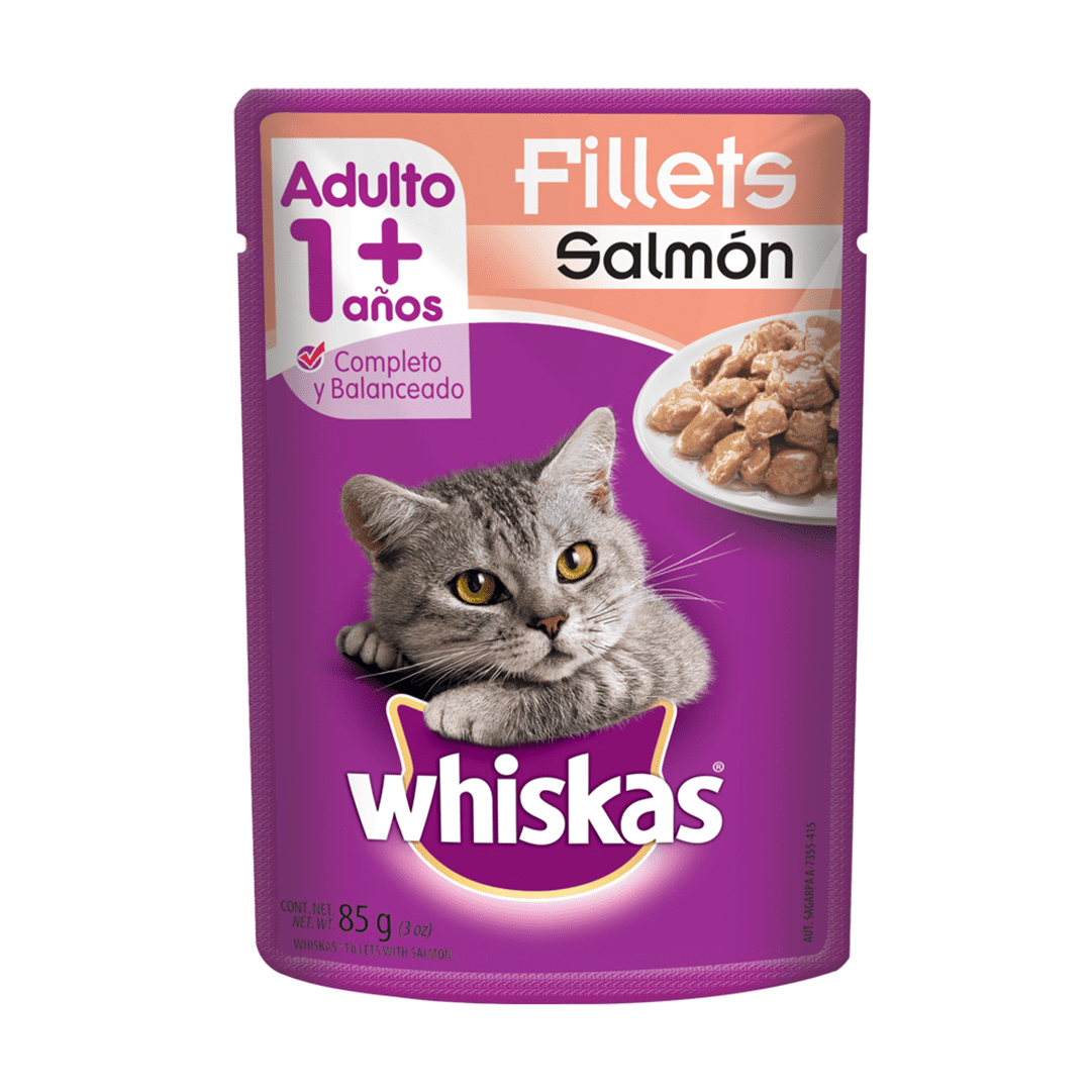 Alimento Húmedo Para Gatos Whiskas Adulto Salmon x24Un x85gr