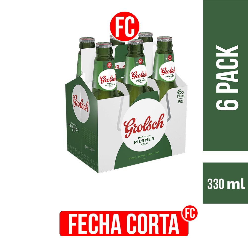 (FC) Cerveza Grolsch Botella Six pack x6Un x330ml