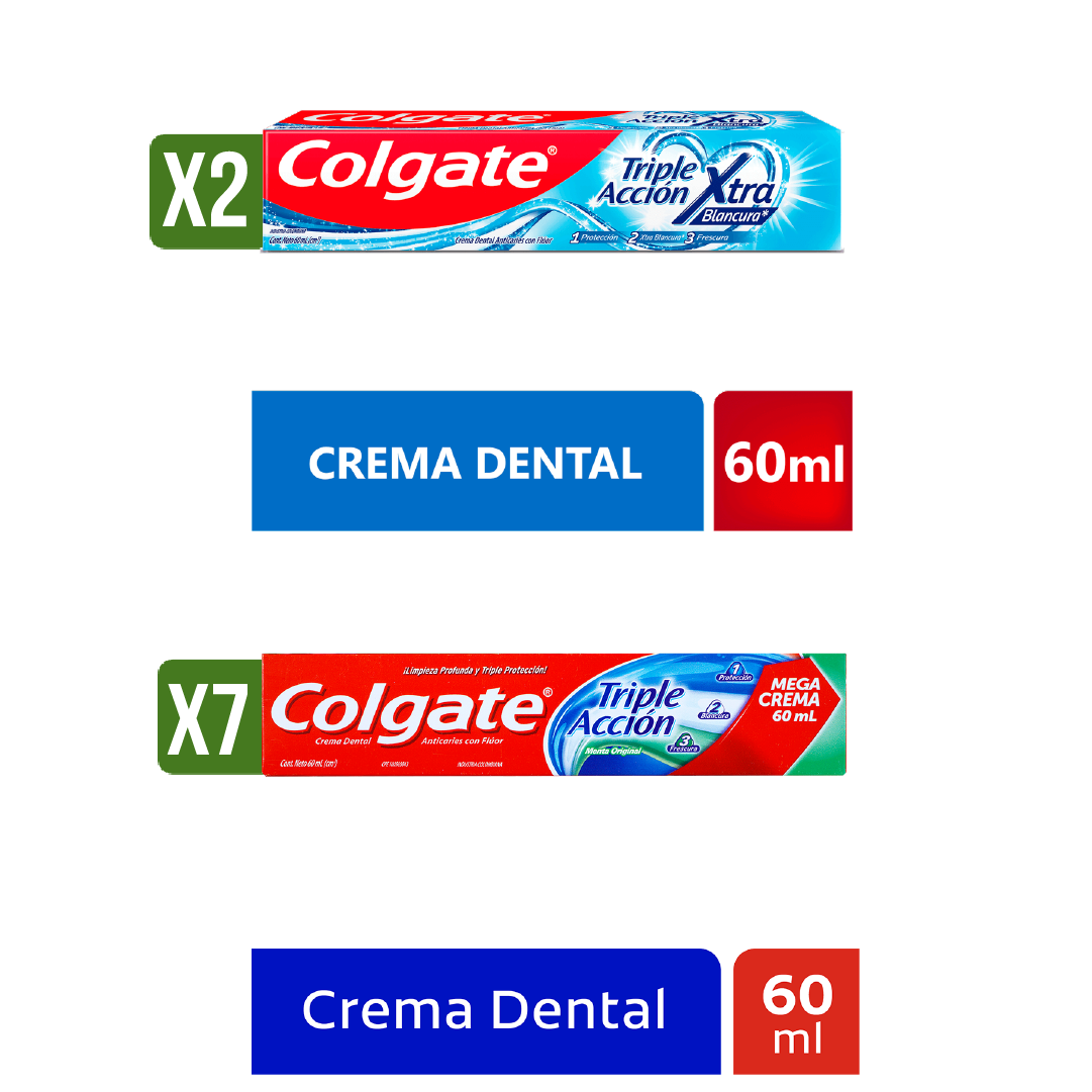 2Un Crema Dental Colgate T Acciónx60ml E Blc+7Un Crema Dental Colgate T Acciónx60ml
