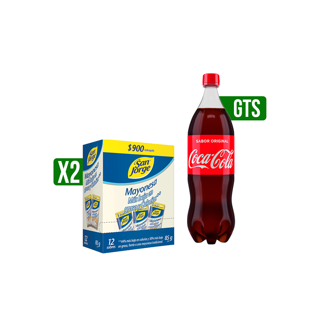 2Dp Mayonesa San Jorge x12Un x85gr Gts 1Un Coca Cola x1.5 lts