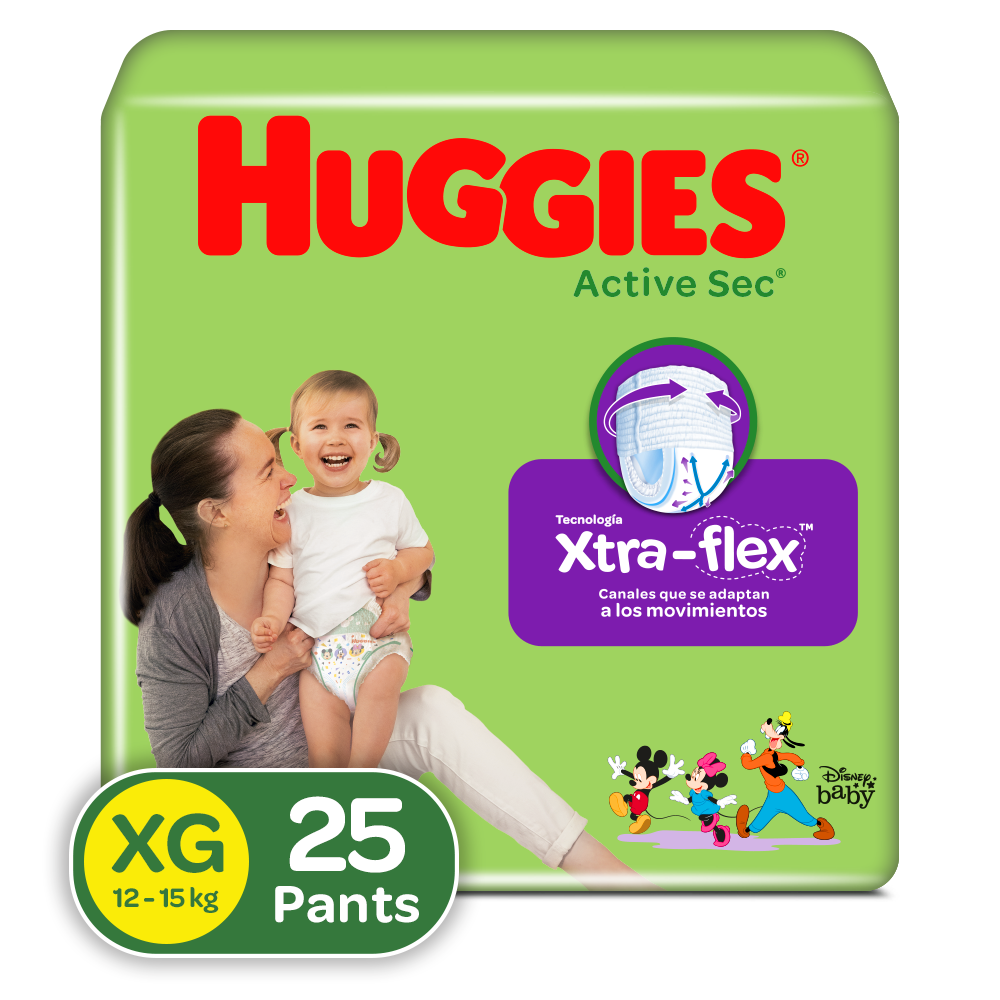 Pañal Huggies Pants Active Sec Talla XL Singlepk x25 Pañales