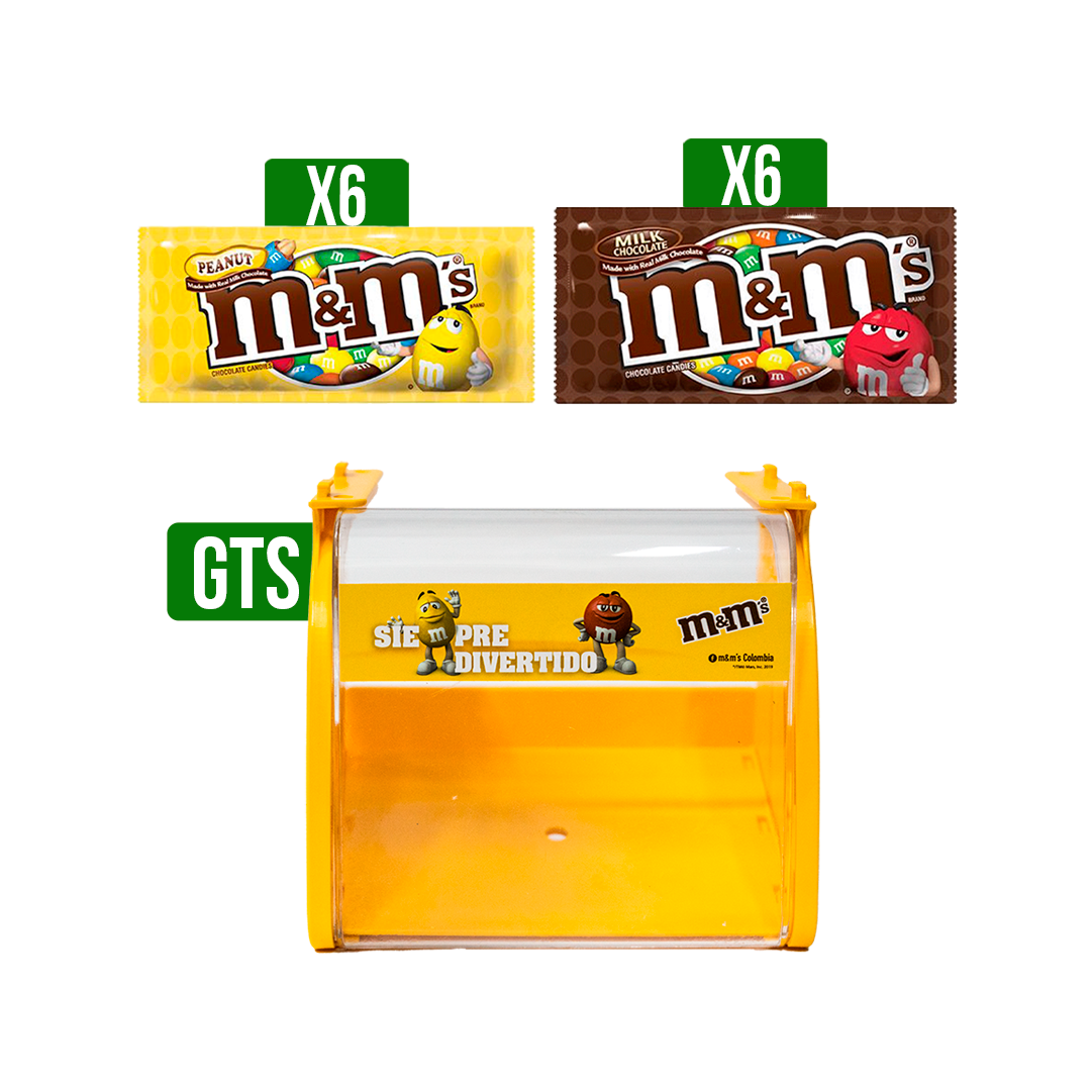 6Un Chocolate M&M Bolsa x49gr + 6Un Chocolate M&M Singlesx47gr Gts Modulo Apilable M&M