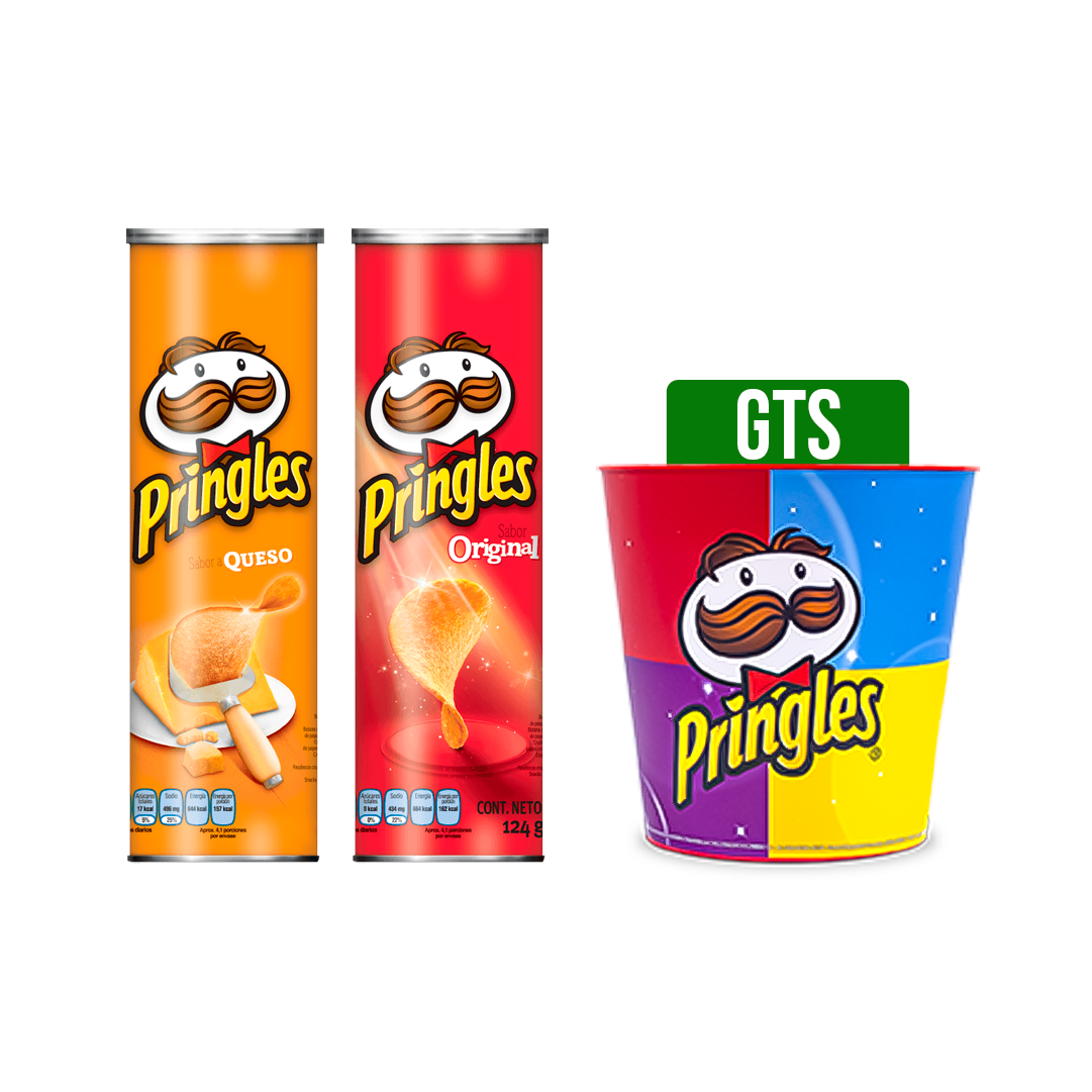 Papas Pringles Quesox124gr + Original x124gr Gts Balde Pringles Kellogg x230mm