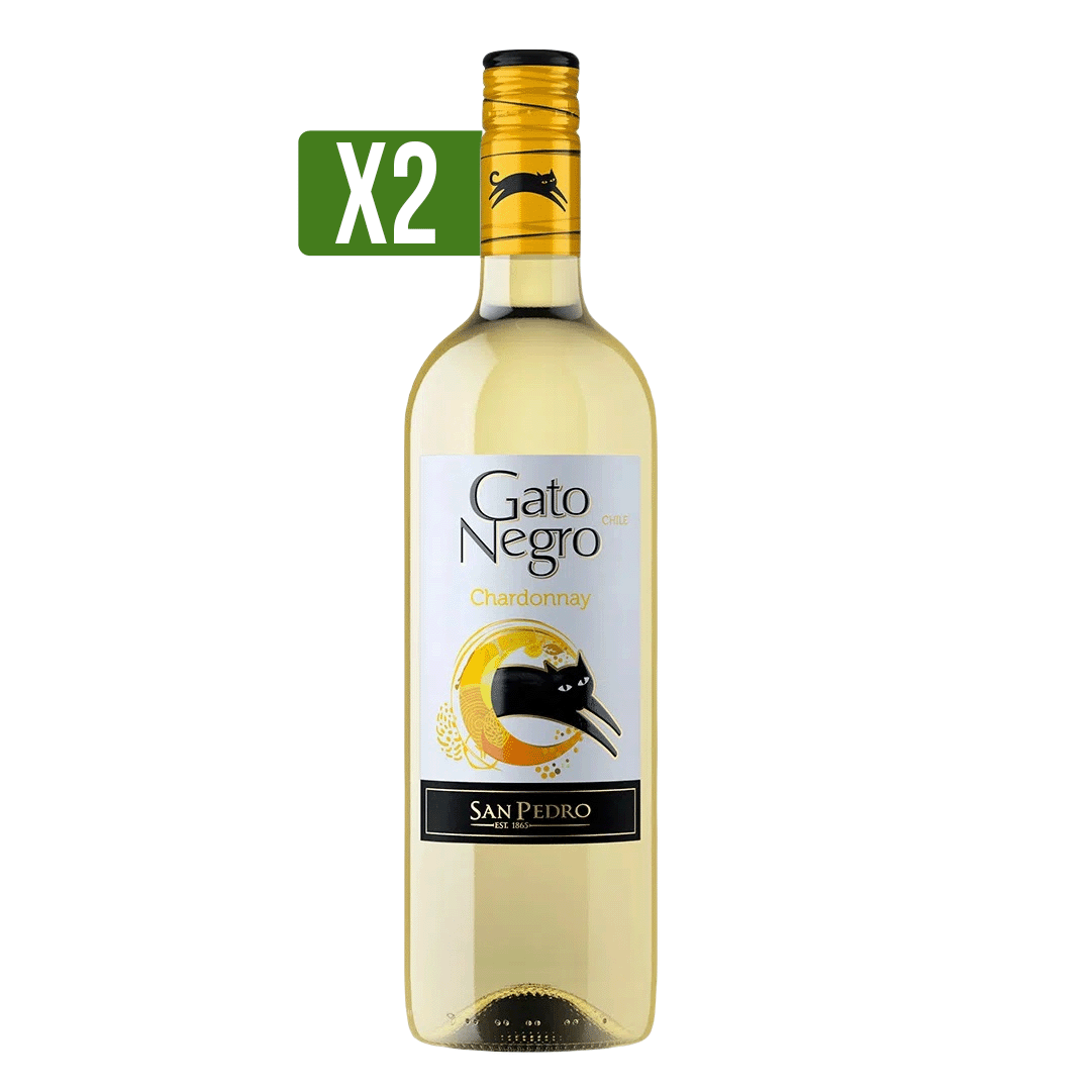 2 Vino Gato Negro Chardonnay x750ml