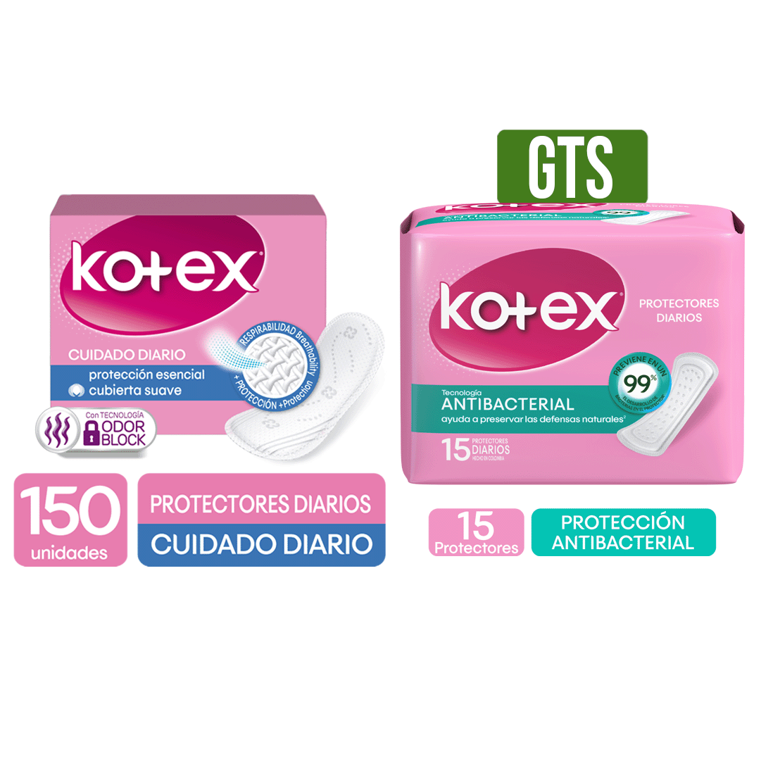 Protecto Intimo Normal Kotex x150Pro Gts Protector Intimo Kotex Antibacterial x15Pro