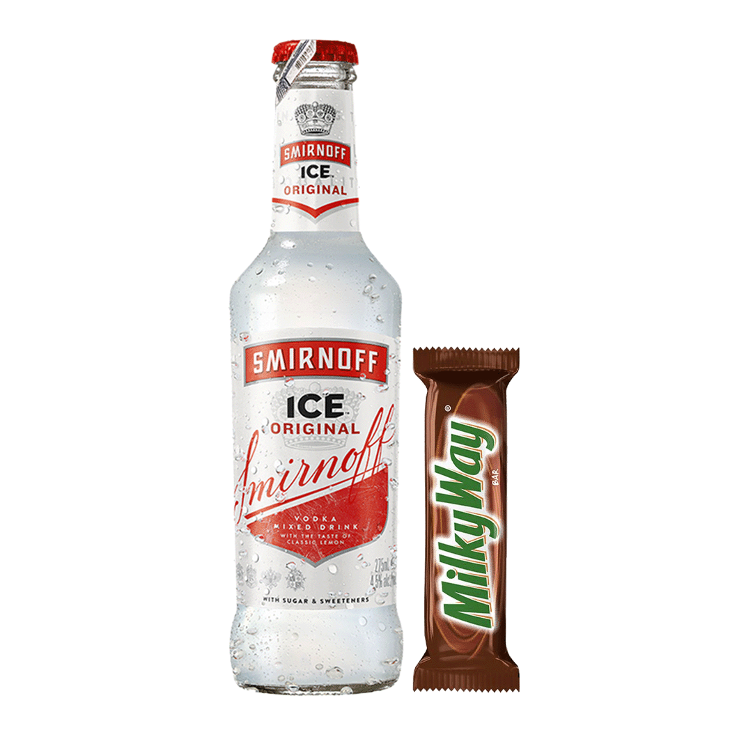Smirnoff Ice Botella x275ml  + Chocolate Milky Way Barra x 52.2 gr