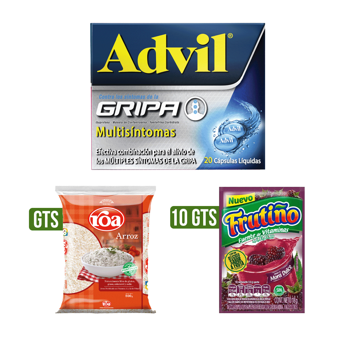Advil Gripa Multisintomas x20C Gts  Arroz Roa Fx500gr+10Un Frutiño Mora Dulce