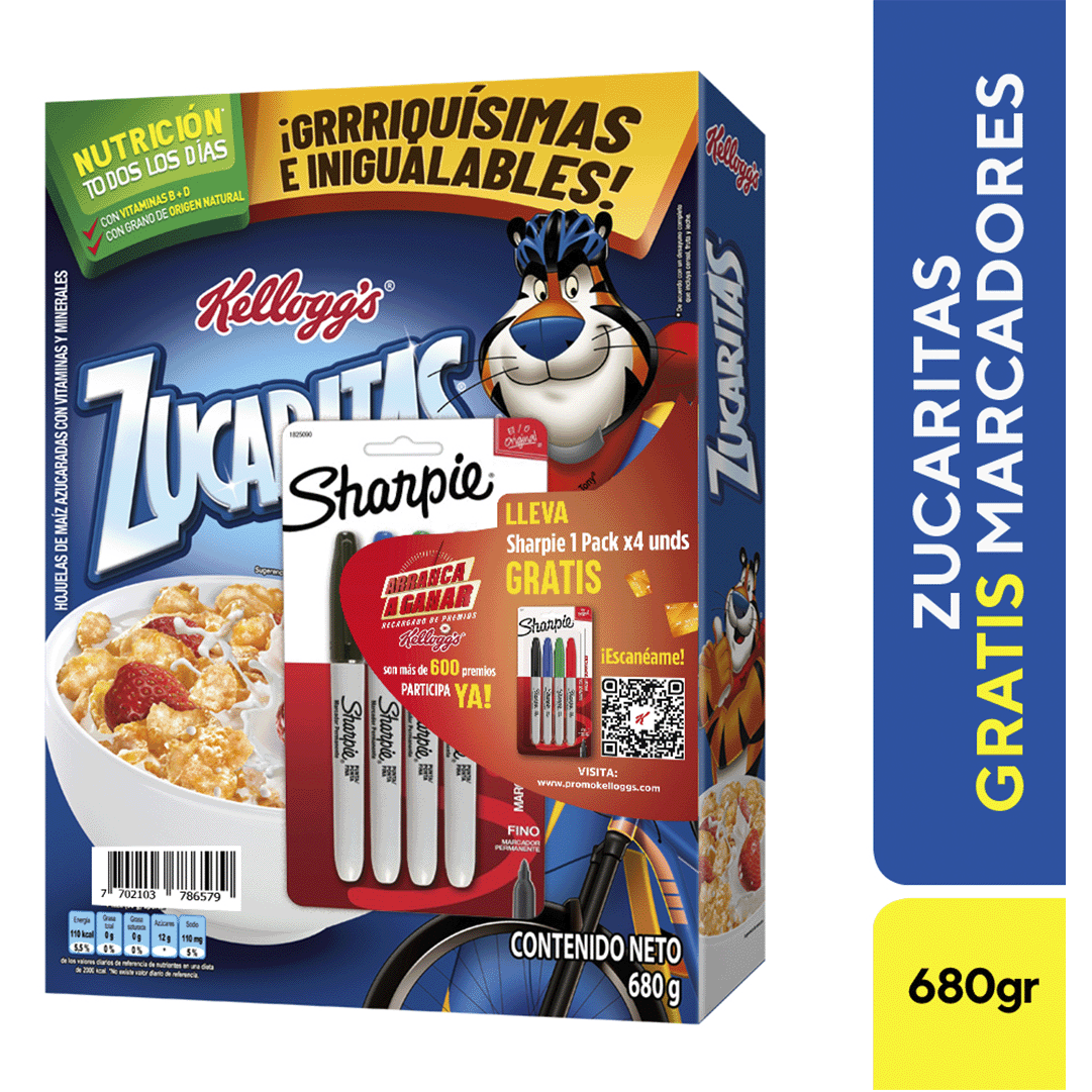 Oferta (Cereal Kellogg Zucaritas x680gr + Kit Escolar Sharpie)