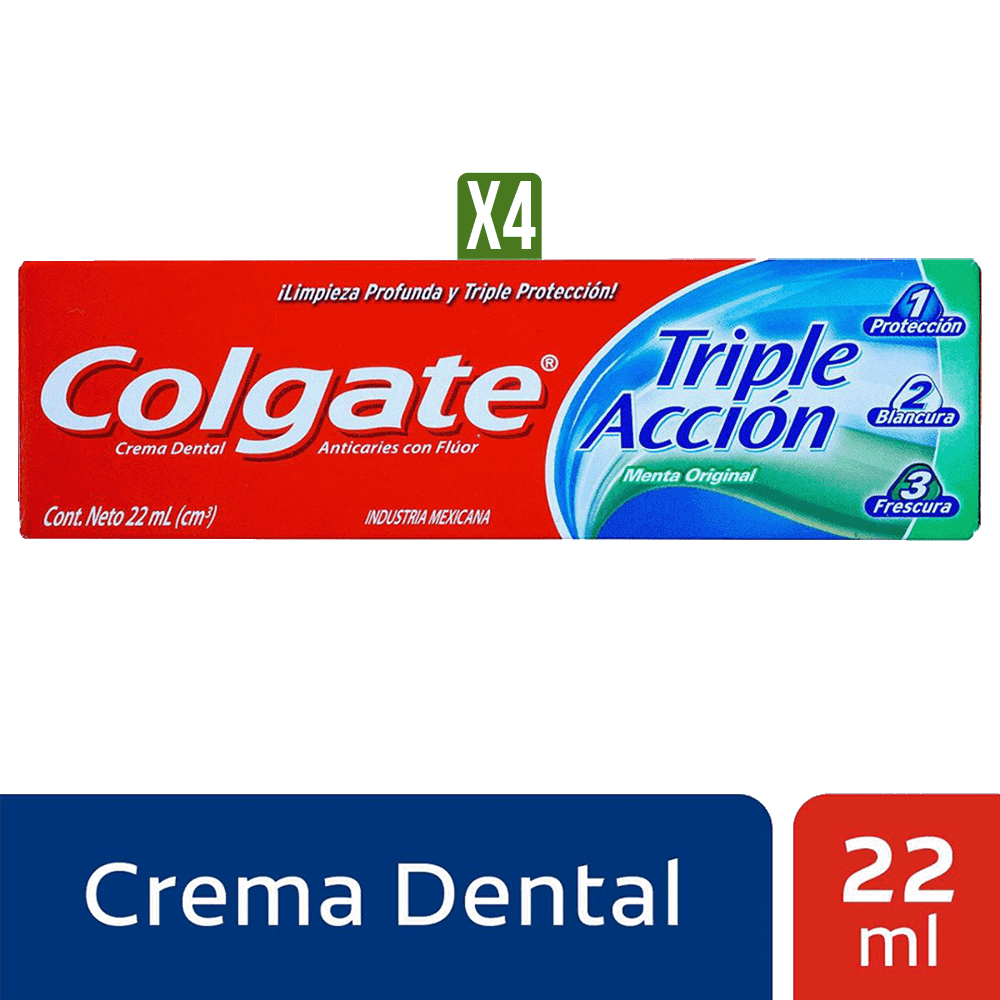 4Un Crema Dental Colgate Triple Acción x22ml