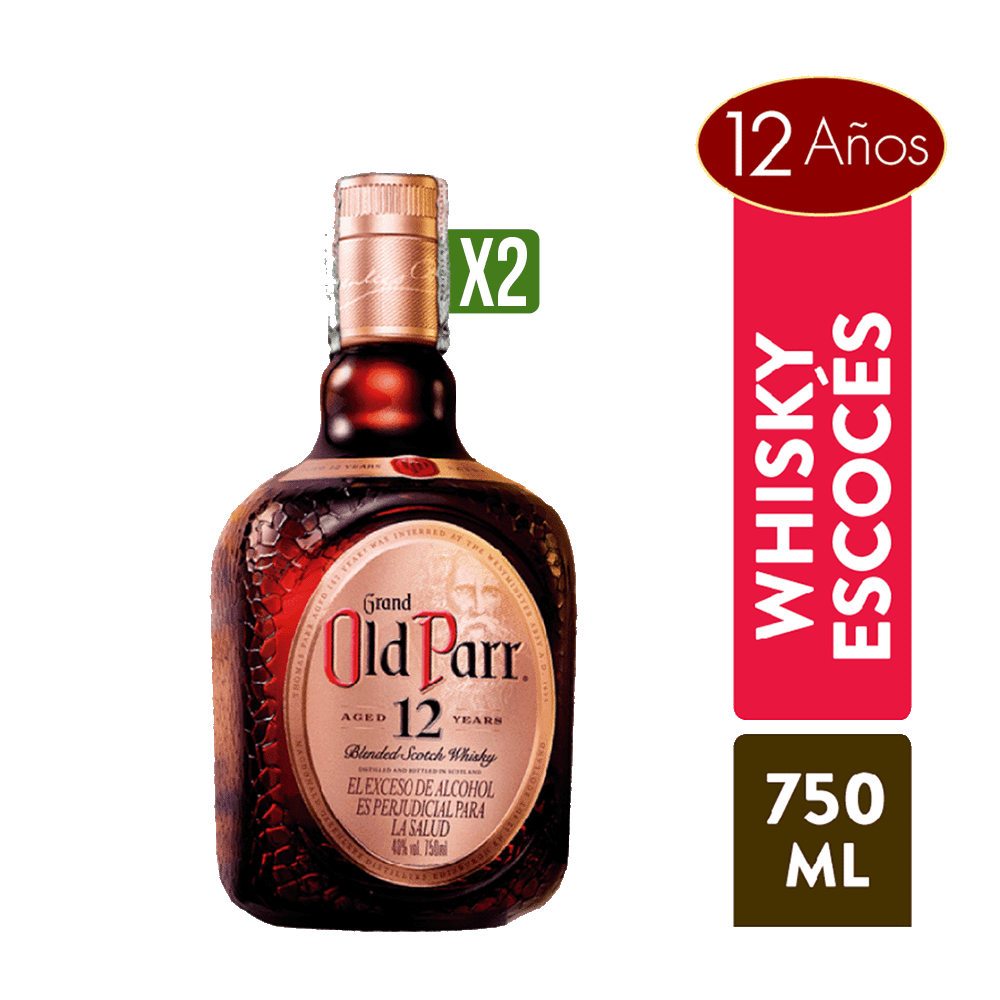 2 Whisky Old Parr 12años x750ml