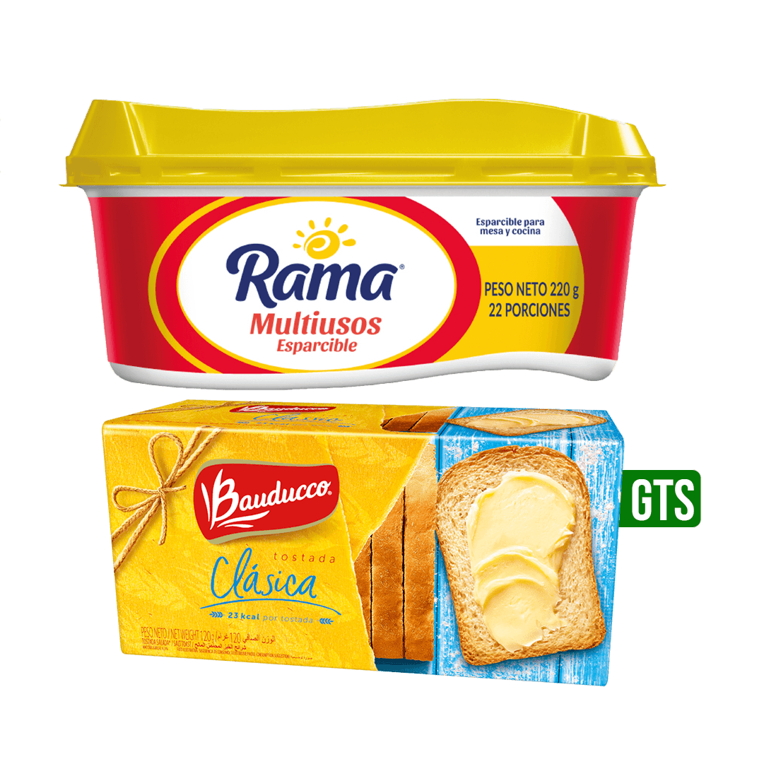 Margarina Rama Multiusos x220gr + Tostadas Bauducco Clasica x120gr