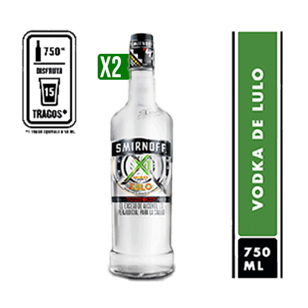 2 Vodka Smirnoff X1 Lulo Botella x750ml