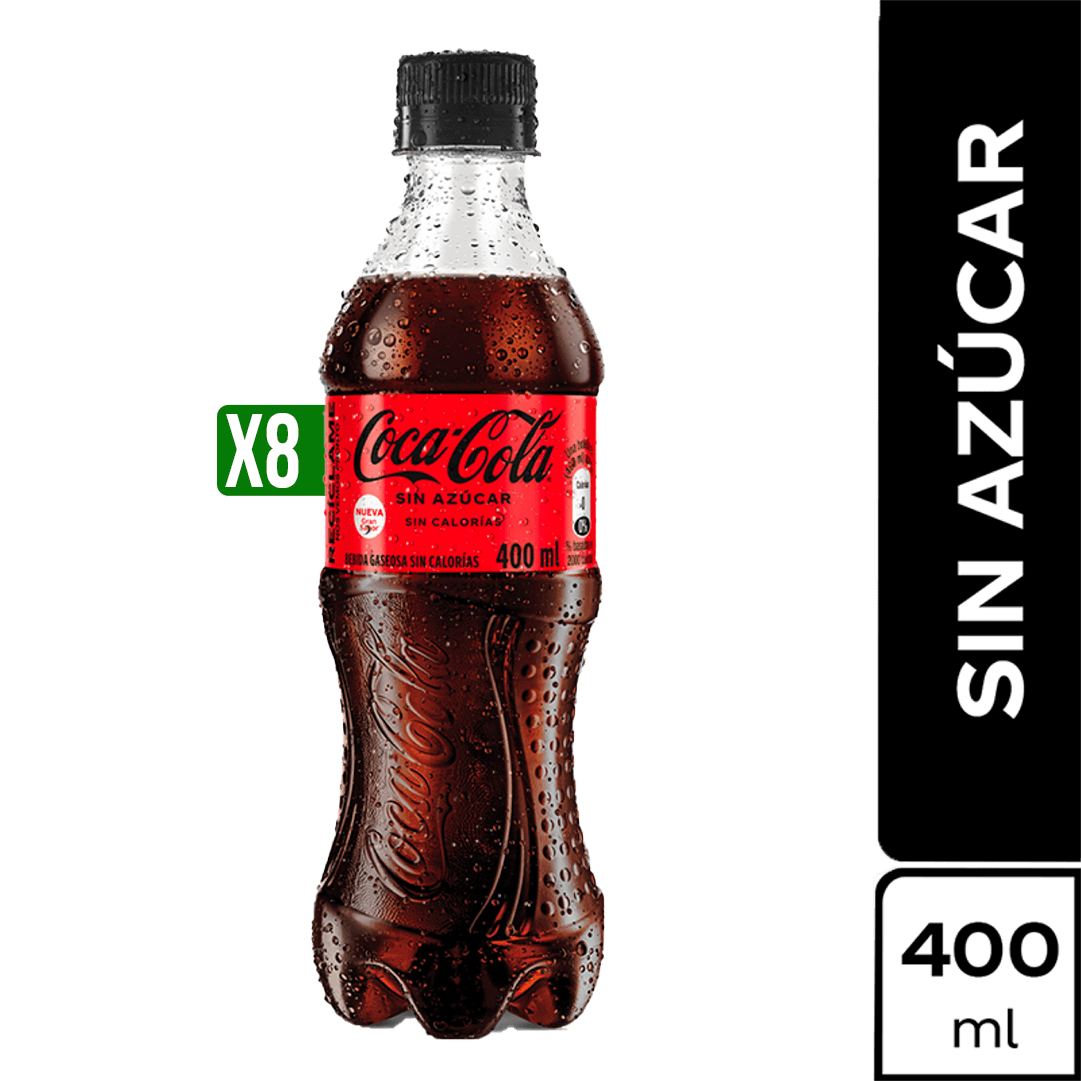 8Un Gaseosa Coca-Cola Sin Azúcar Pet x400ml