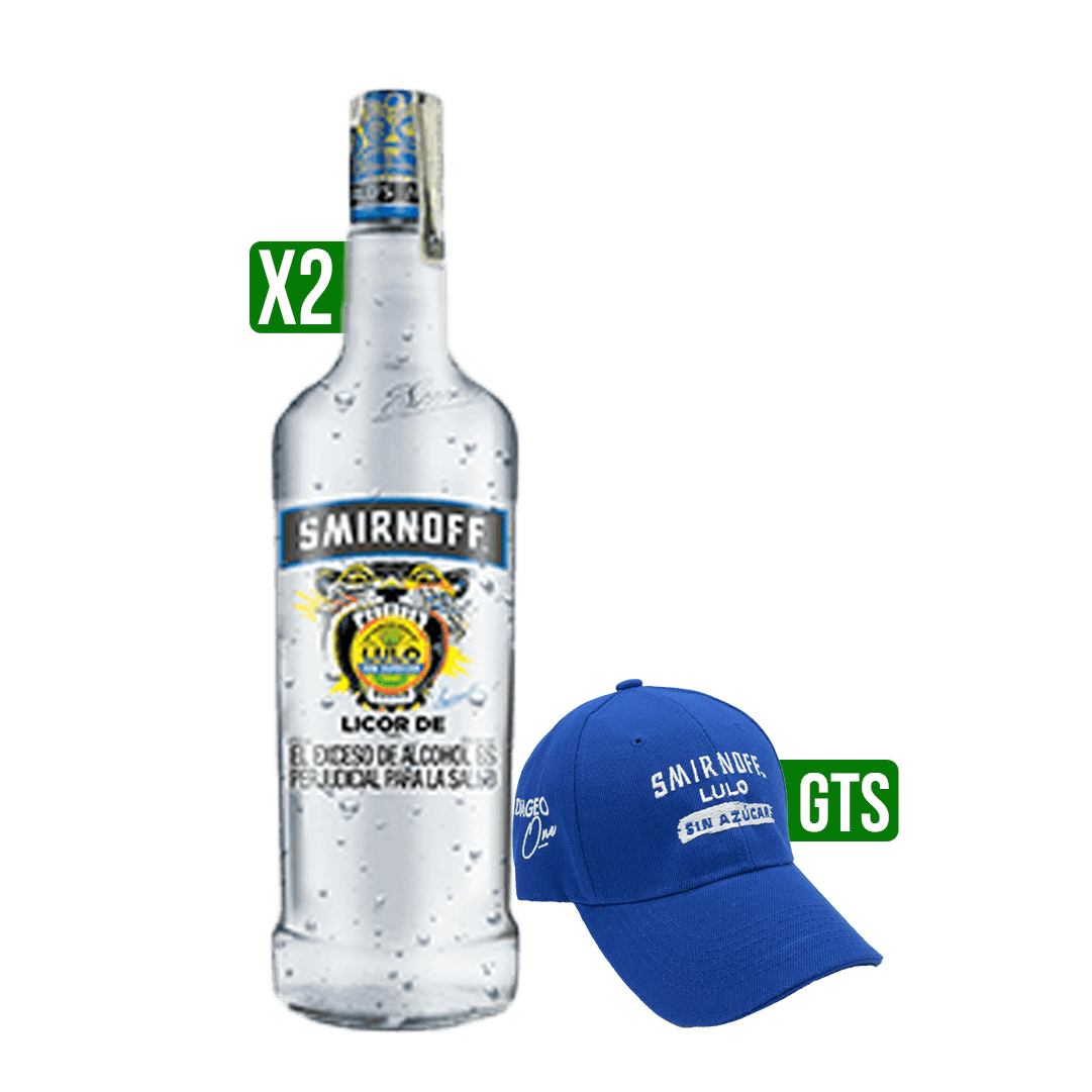2 Vodka Smirnoff X1 Lulo Botella x750 S/A ml Gtis 1 Gorra x1