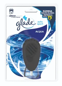 Ambientador Glade Auto Sport  Aqua x7ml  + Unidad Decorativa