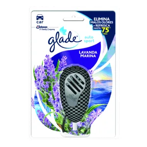 Ambientador Glade Auto Sport Lavanda Marina x7ml  + Unidad Decorativa
