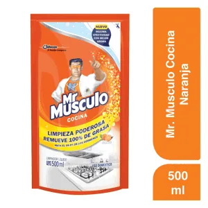 Mr Musculo Limpiador Quitagrasa Líquido Naranja Doypack Repuesto x500ml