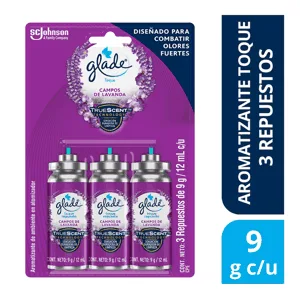 Ambientador Glade Lavanda Repuesto x 9 gr x 3 Uds