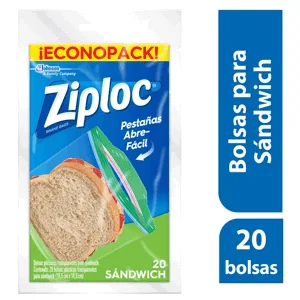 Ziploc Bolsa Reutilizable Para Sándwich 20 Piezas