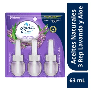 Ambientador Glade Aceite Repuesto Lavanda y Aloe x3 Repuestos x21ml