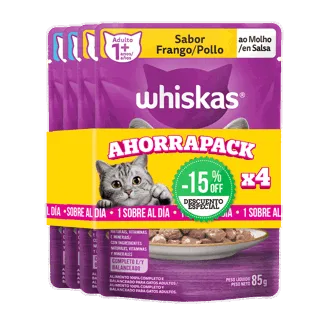 Oferta (Alimento Humedo Whiskas Surtido AhorraPack x4Un x85gr 15% Descuento)