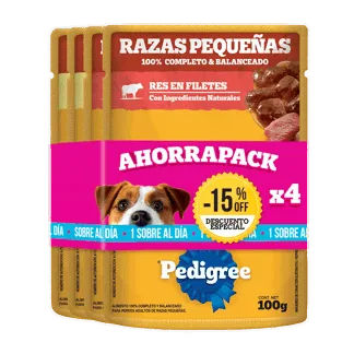 Oferta (Alimento Humedo Pedigree Razas Peque AhorraPack x4Un x100gr 15% Descuento)
