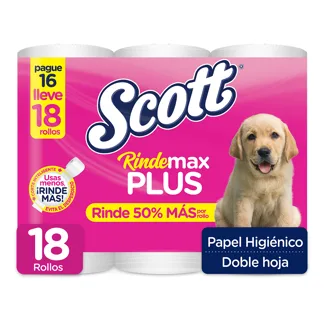 Papel Higiénico Scott Rindemax Plus x18 Rollos x246mts