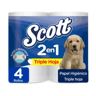 Papel Higiénico Scott 2 En 1 Triple Hoja x4 Rollos x268mts