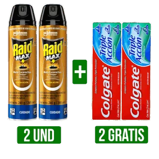 2Und Insecticida Raid Max Aerosol x285ml Gts 2Und Crema Colgate x22ml