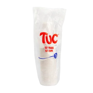 Vaso Tuc 7 Onzas Blanco x50Un