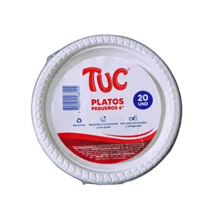 Plato Plástico Tuc 6" Blanco x20Un