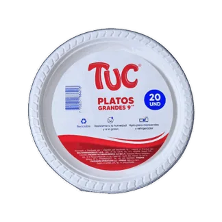 Plato Plástico Tuc 9" Blanco x20Un