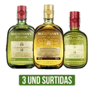 3Und Whisky Buchanan´s (Master/D´Luxe)(x750ml/x1000ml)/D´Luxe x375ml)