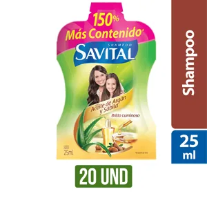 Shampoo Savital Aceite de Argan Sachet x20Un x25ml
